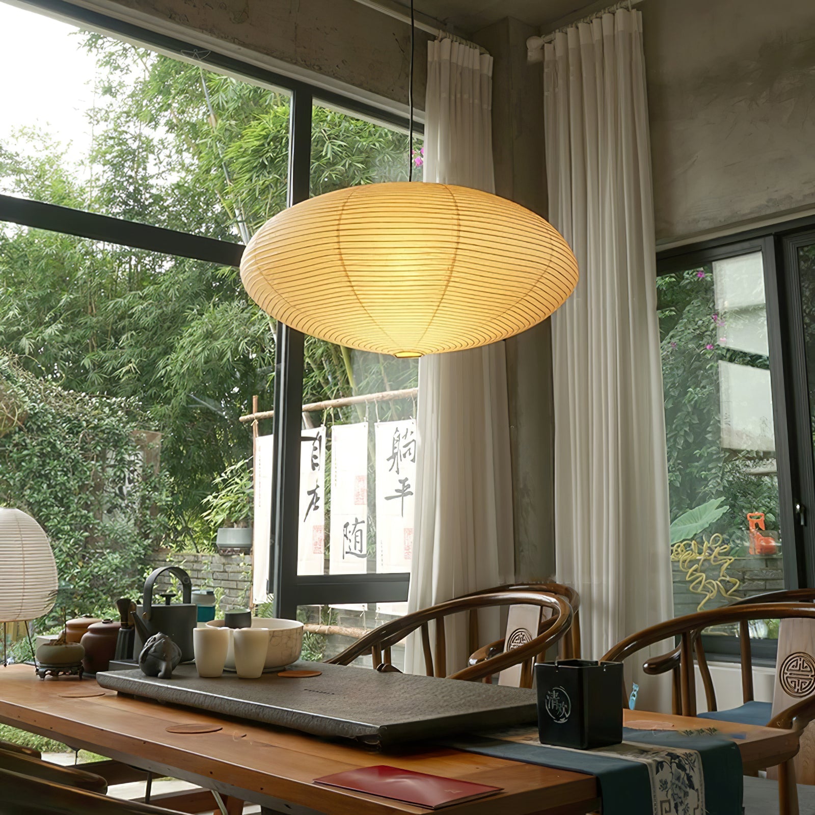 Japanese Paper Saucer Ceiling Light