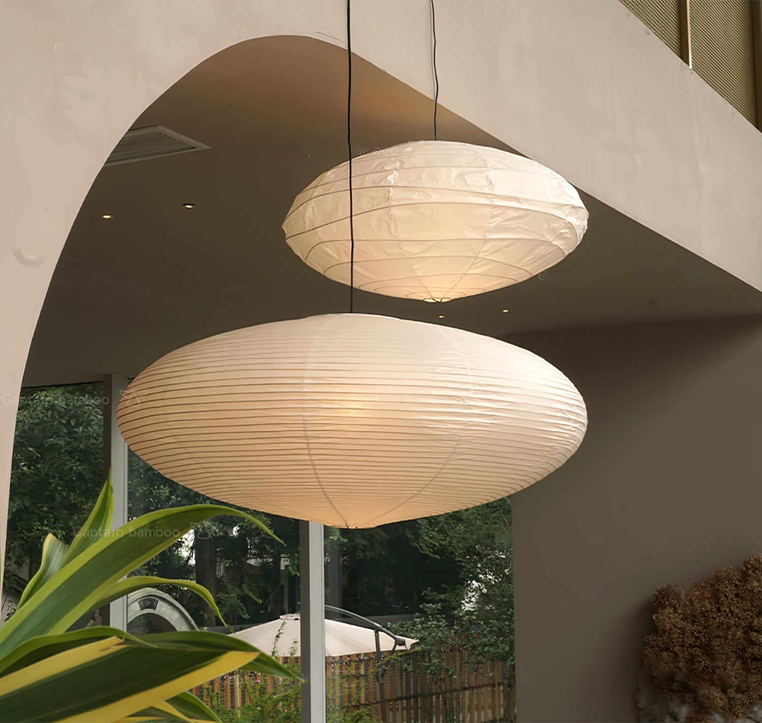 Japanese Paper Saucer Ceiling Light