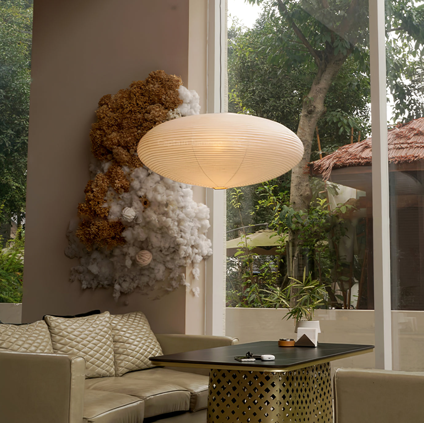 Japanese Paper Saucer Ceiling Light