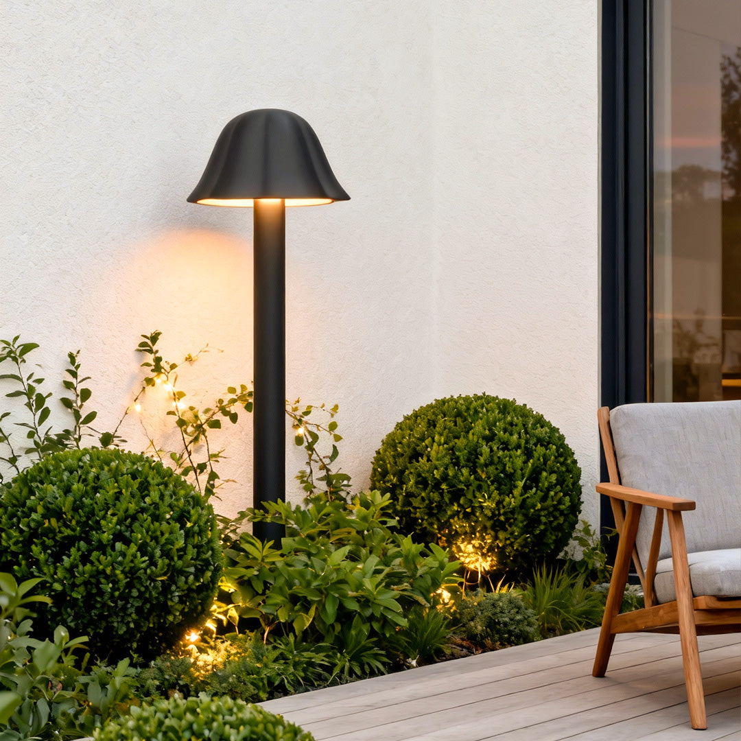 Mushroom Outdoor LED Path Post Light Black IP54 Garden Courtyard