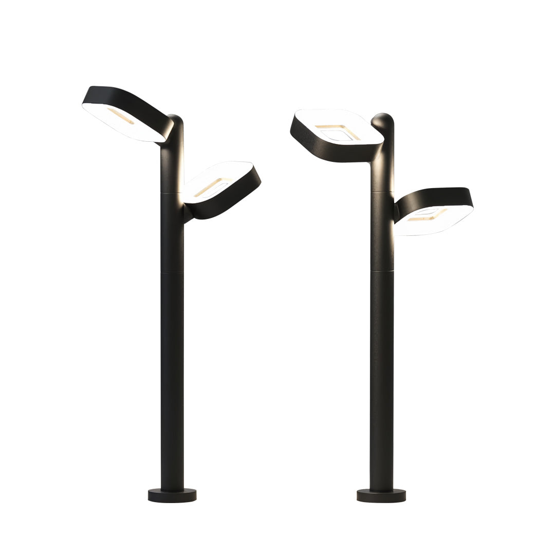 Dual-Head Outdoor Path Post Light