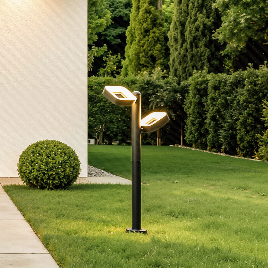 Dual-Head Outdoor Path Post Light