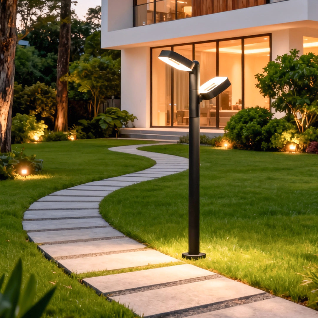 Dual-Head Outdoor Path Post Light