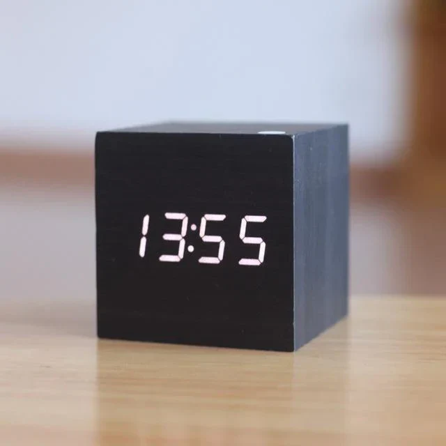 Woodgrain LED Desk Clock