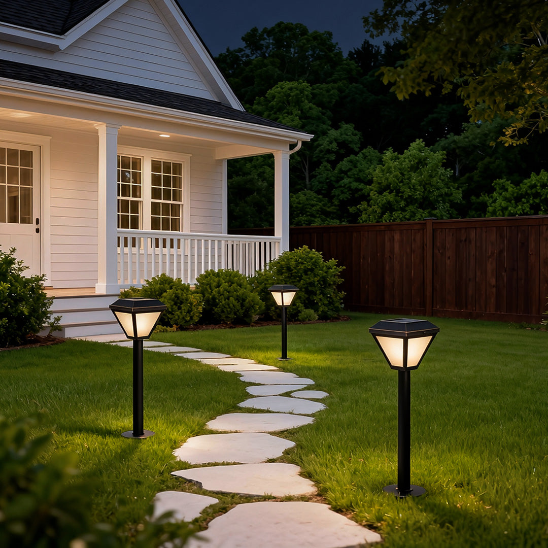Solar Copper Bollard Garden Light