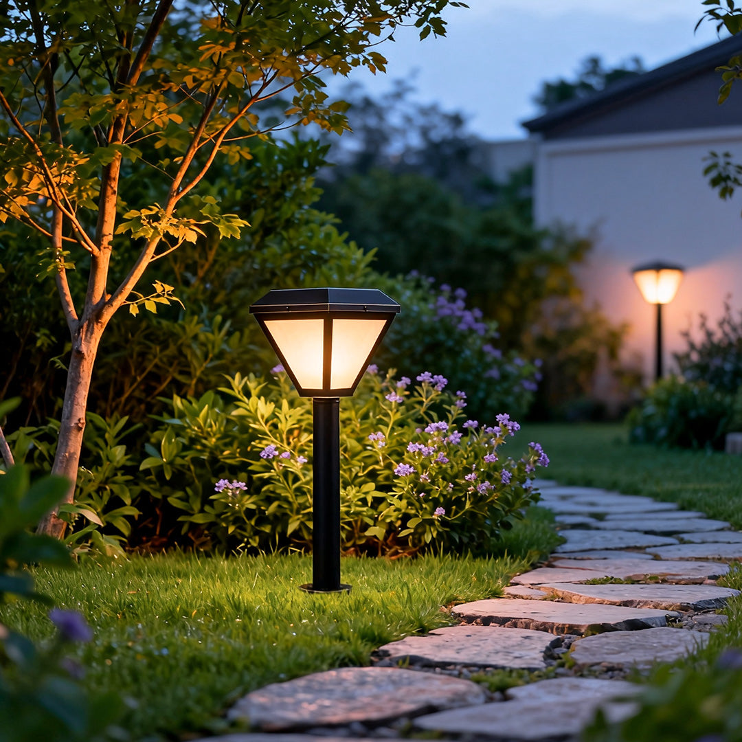 Solar Copper Bollard Garden Light