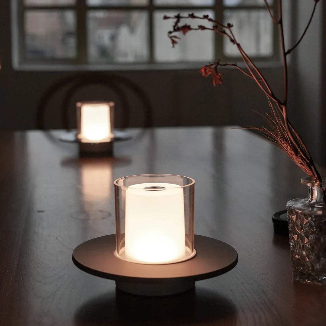 Glass Candle Table Lamp