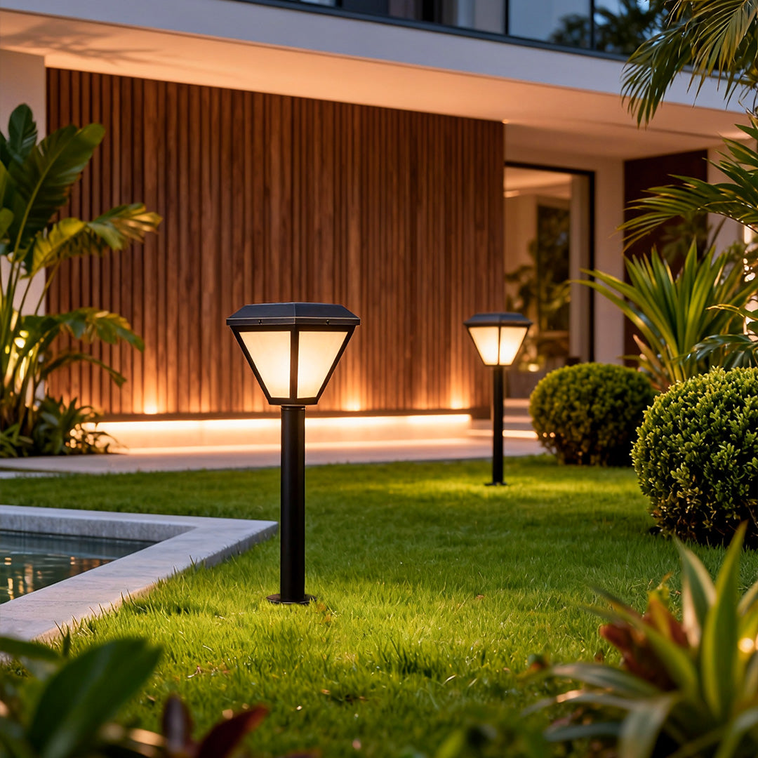 Solar Copper Bollard Garden Light